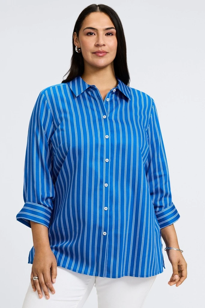 Evelyn Plus Rope Stripe 3/4 Sleeve Shirt - Image 7