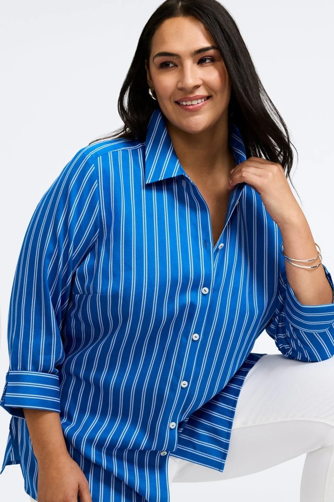 Evelyn Plus Rope Stripe 3/4 Sleeve Shirt - Image 9