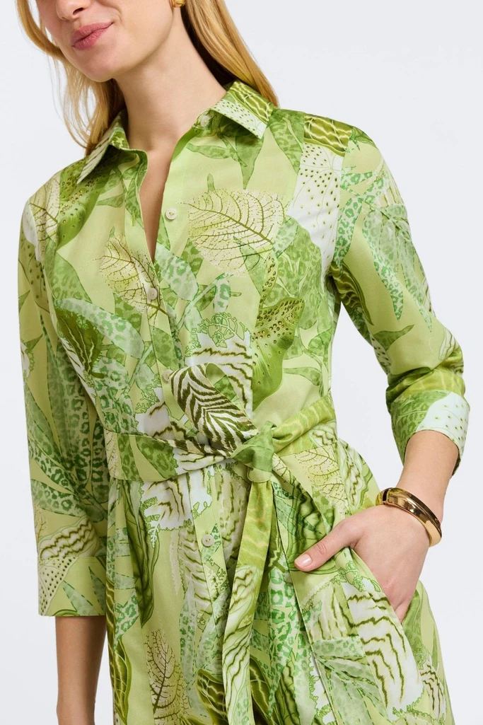 Fiona Jungle Leaves 3/4 Sleeve Dress - Image 3