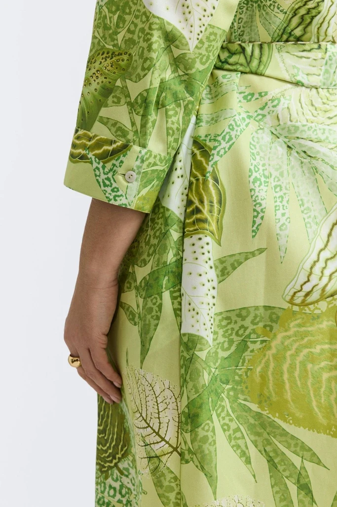 Fiona Plus Jungle Leaves 3/4 Sleeve Dress - Image 4