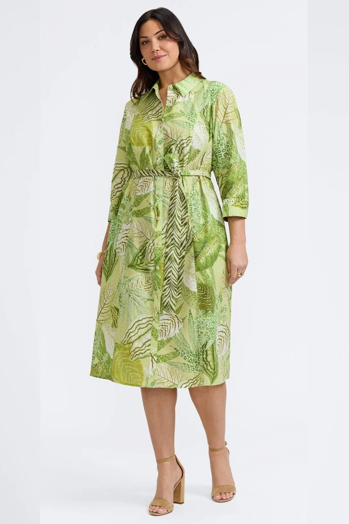 Fiona Plus Jungle Leaves 3/4 Sleeve Dress - Image 5