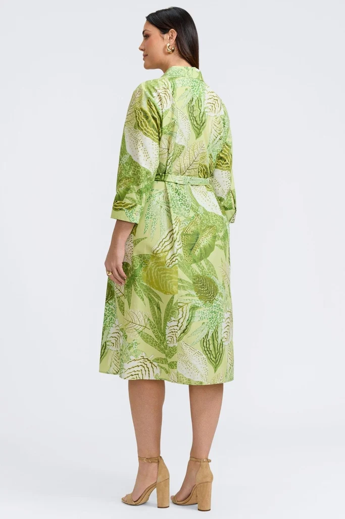 Fiona Plus Jungle Leaves 3/4 Sleeve Dress - Image 6