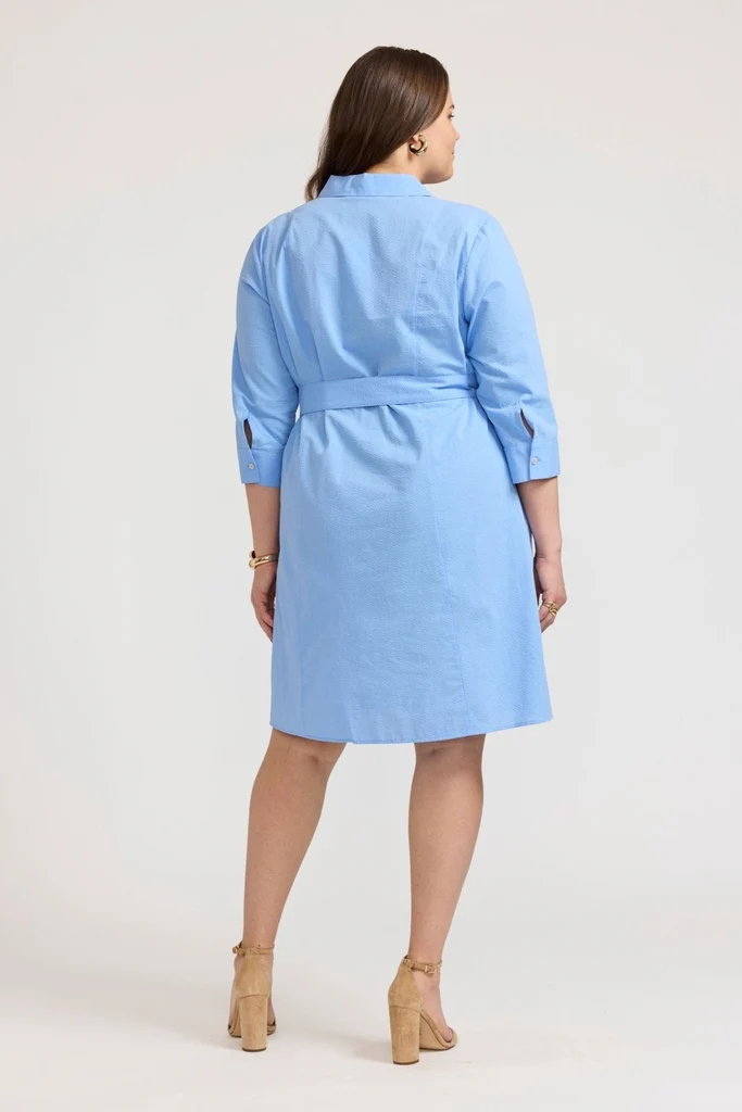 Fiona Plus Seersucker 3/4 Sleeve Dress - Image 10