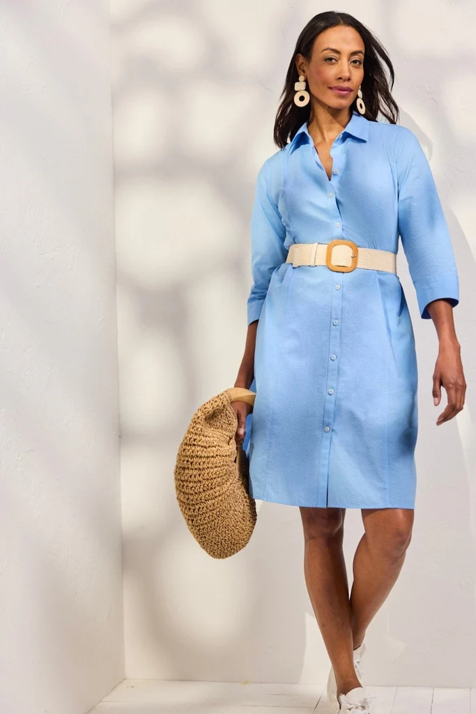 Fiona Seersucker 3/4 Sleeve Dress - Image 5