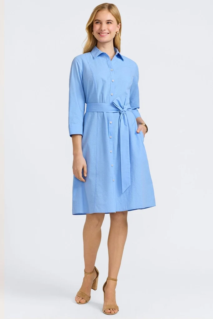 Fiona Seersucker 3/4 Sleeve Dress - Image 7