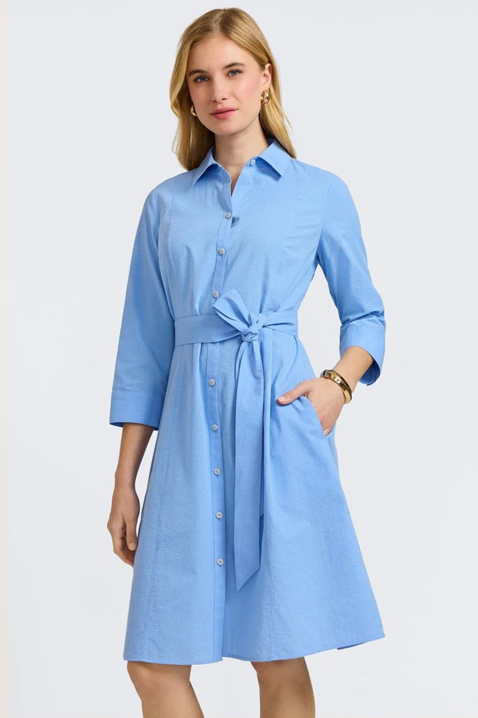 Fiona Seersucker 3/4 Sleeve Dress - Image 8