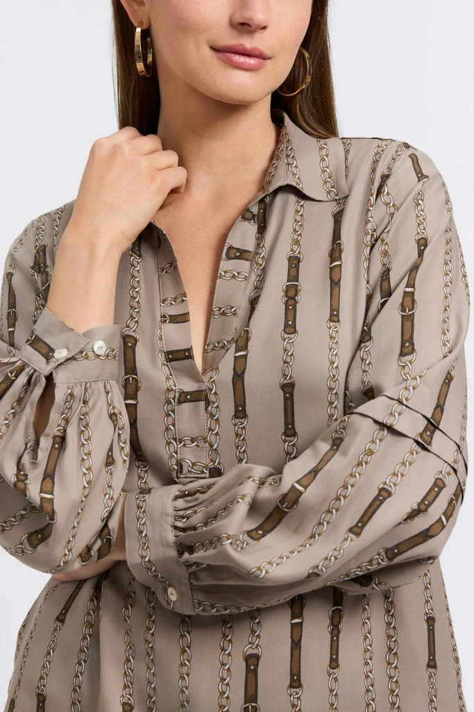 Frankie Chain Stripe Long Sleeve Popover Shirt - Image 2