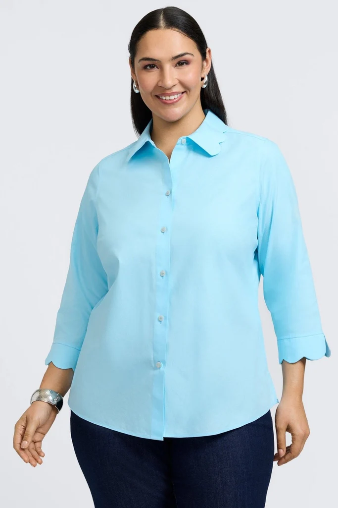 Gwen Plus No Iron Pinpoint 3/4 Sleeve Shirt - Image 10