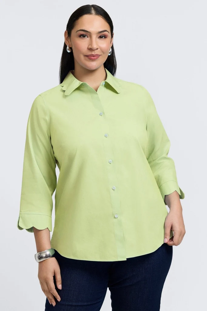 Gwen Plus No Iron Pinpoint 3/4 Sleeve Shirt - Image 15