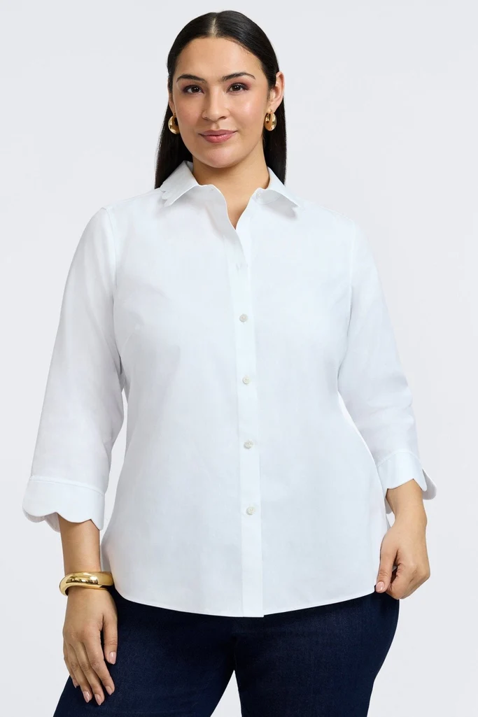 Gwen Plus No Iron Pinpoint 3/4 Sleeve Shirt - Image 5