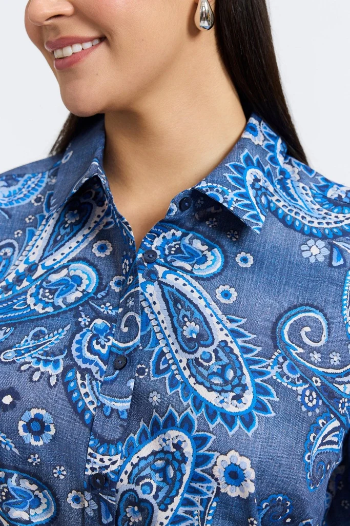 Hampton Plus Denim Paisley Long Sleeve Shirt - Image 2