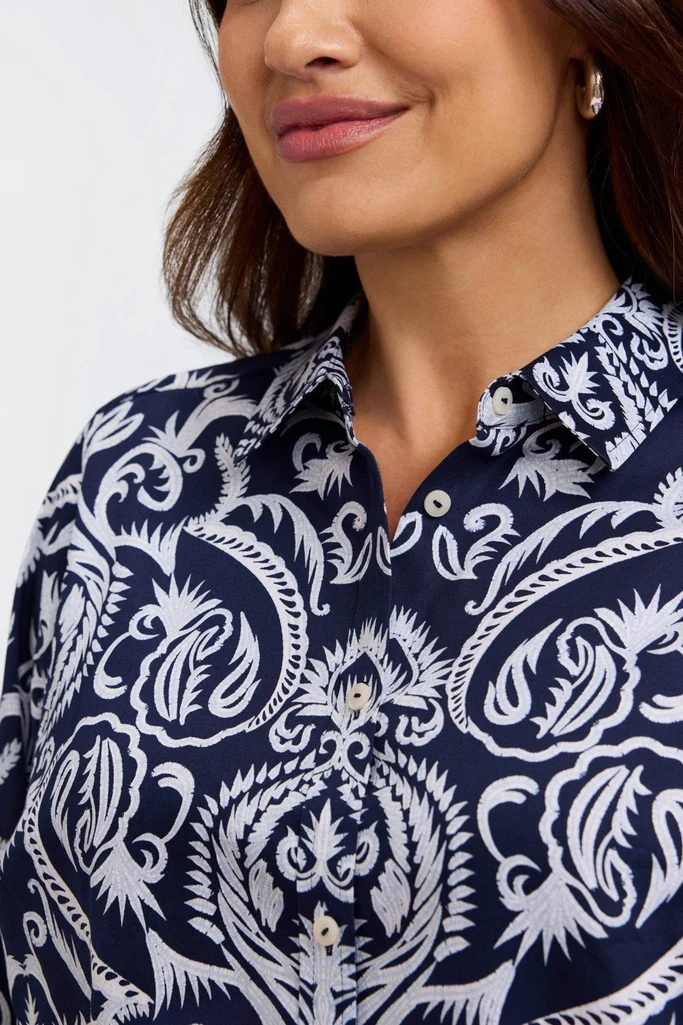 Hampton Plus Printed Damask 3/4 Sleeve Shirt - Image 3