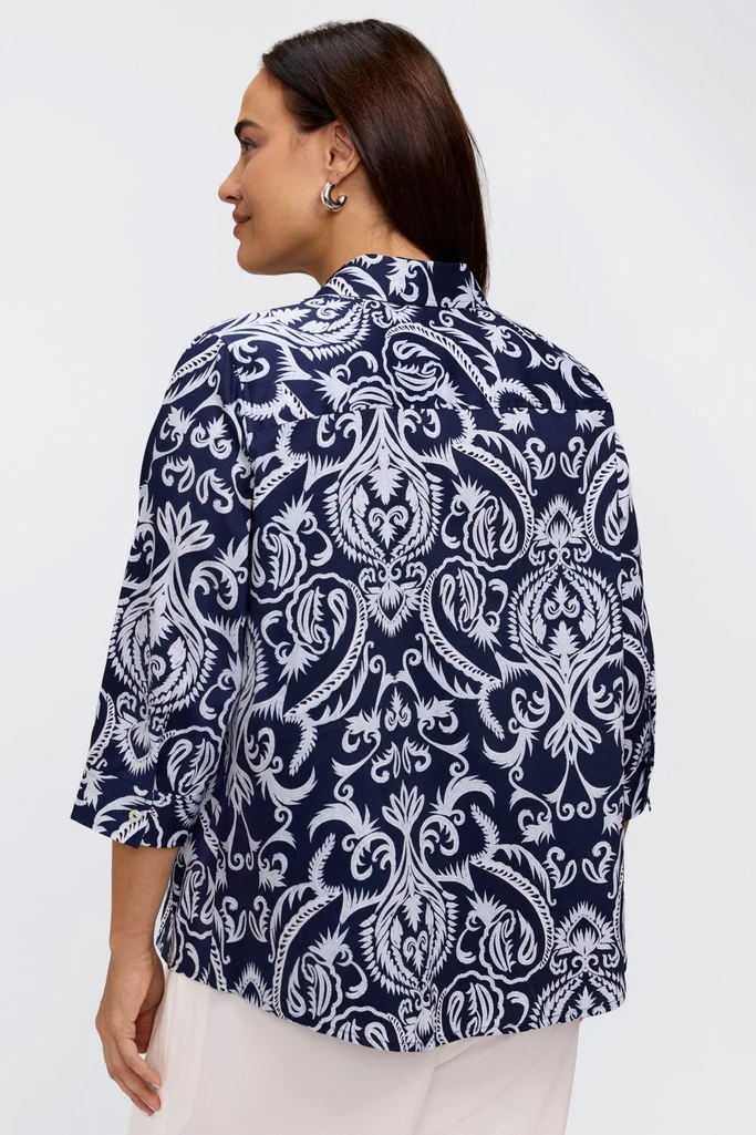 Hampton Plus Printed Damask 3/4 Sleeve Shirt - Image 5