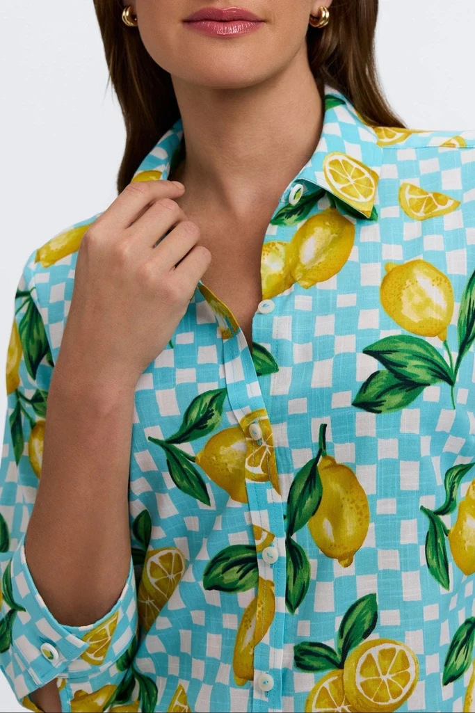 Hampton Plus Riviera Lemon 3/4 Sleeve Shirt - Image 3