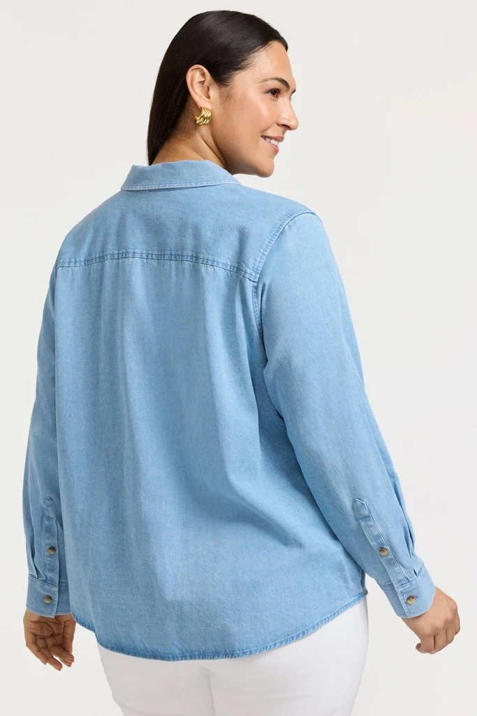 Hampton Plus Tencel® Denim Long Sleeve Shirt - Image 4