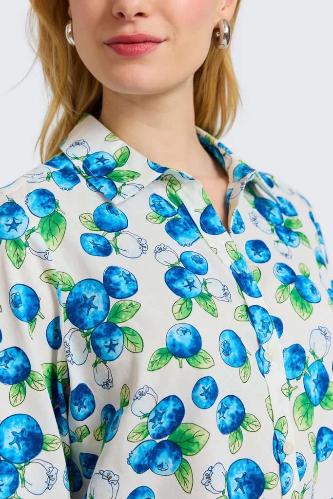 Hampton Watercolor Blueberries Long Sleeve Shirt - Image 4