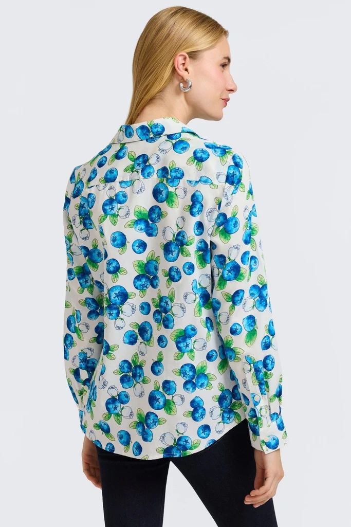 Hampton Watercolor Blueberries Long Sleeve Shirt - Image 6