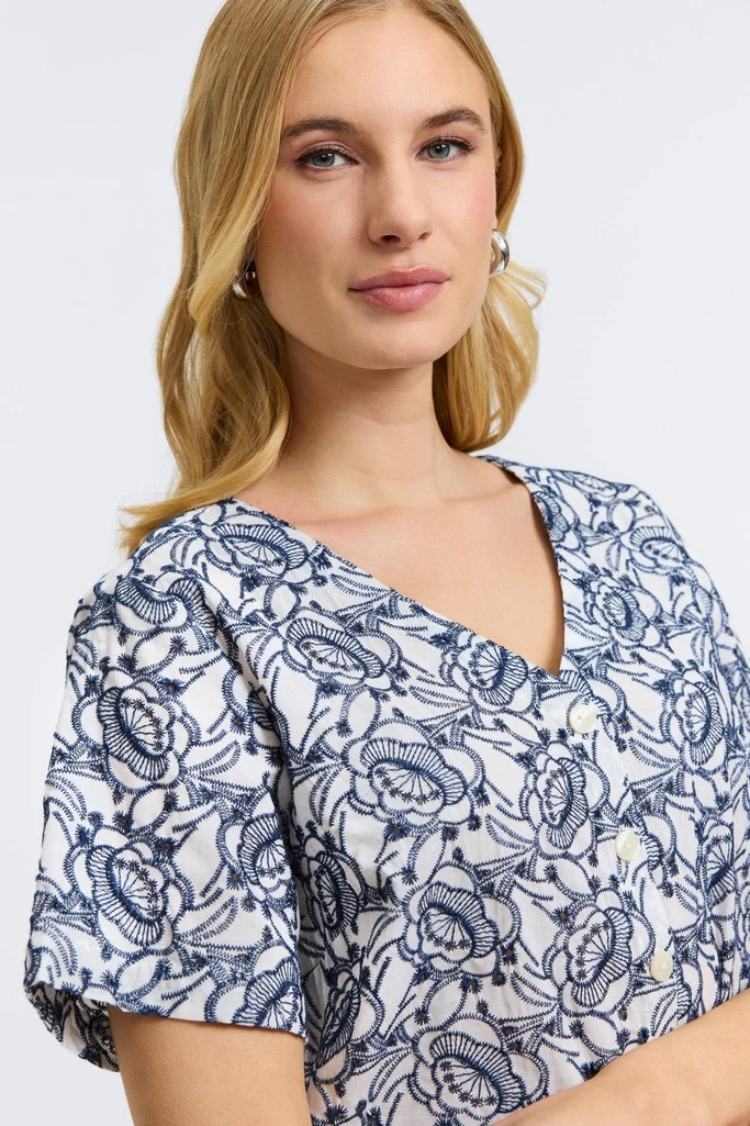 Isabel Allover Eyelet Elbow Sleeve Shirt - Image 4