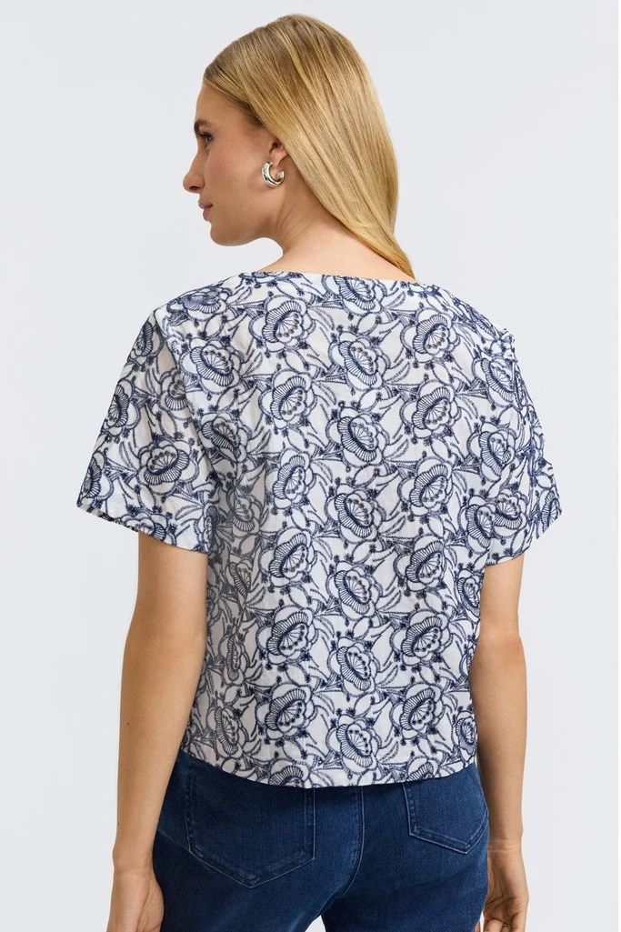 Isabel Allover Eyelet Elbow Sleeve Shirt - Image 5