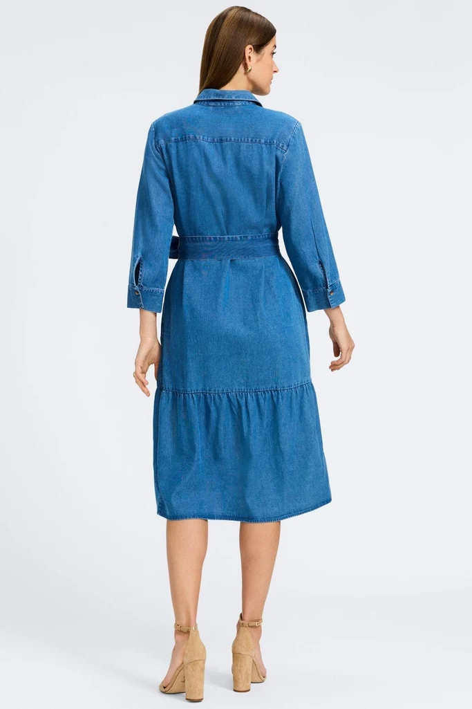 Ivy Tencel® Denim 3/4 Sleeve Midi Dress - Image 4