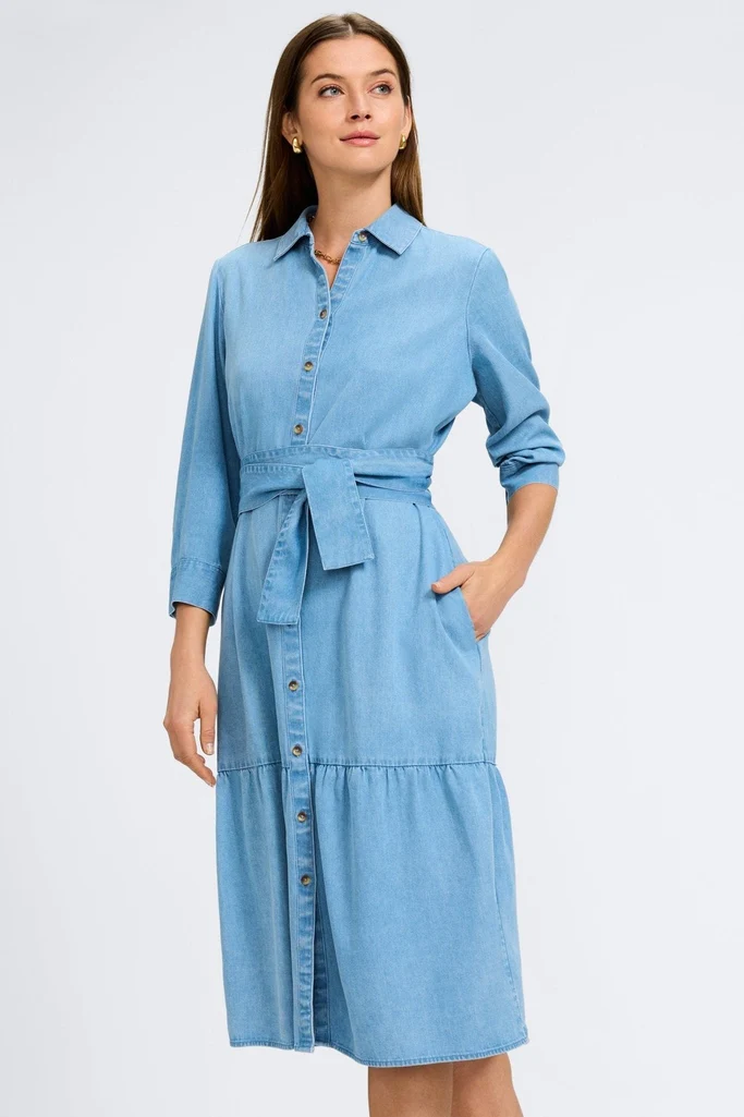 Ivy Tencel® Denim 3/4 Sleeve Midi Dress - Image 5
