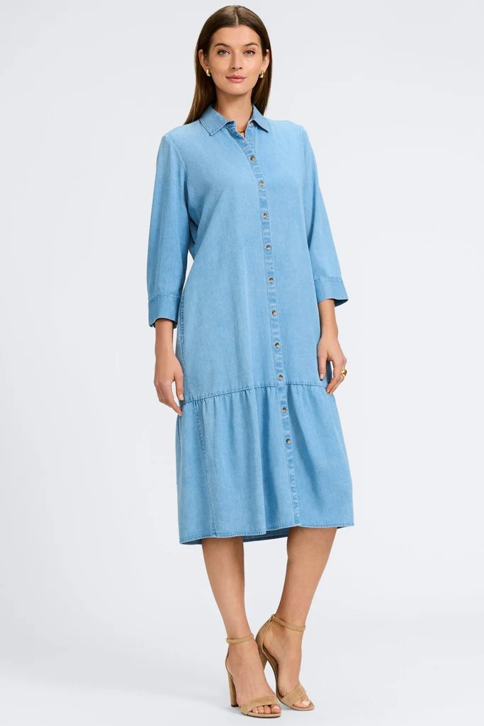 Ivy Tencel® Denim 3/4 Sleeve Midi Dress - Image 6