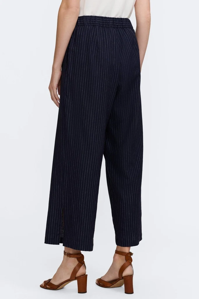Jenna Pinstripe Linen Crop Length Pant - Image 3