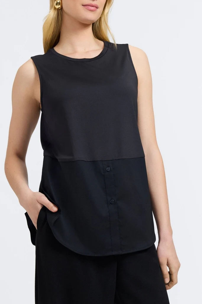 Jesse Knit-Woven Crew Cut Sleeveless Layering Tank - Image 10