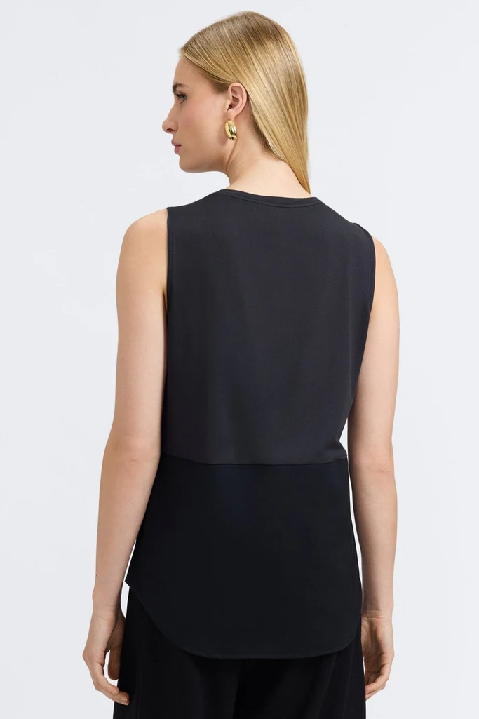 Jesse Knit-Woven Crew Cut Sleeveless Layering Tank - Image 11