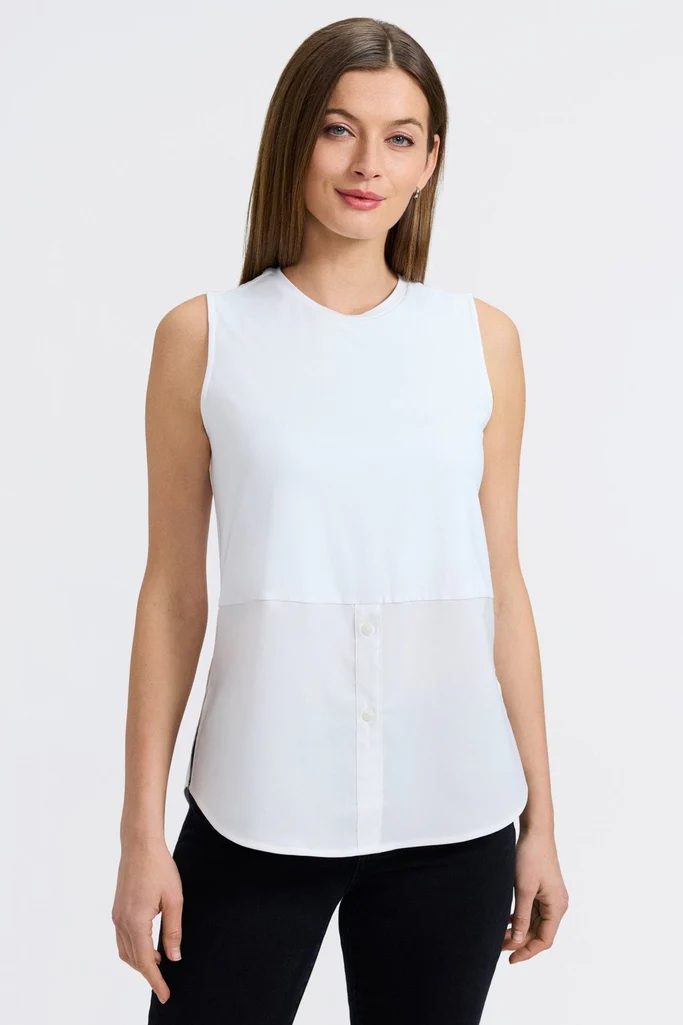 Jesse Knit-Woven Crew Cut Sleeveless Layering Tank - Image 5