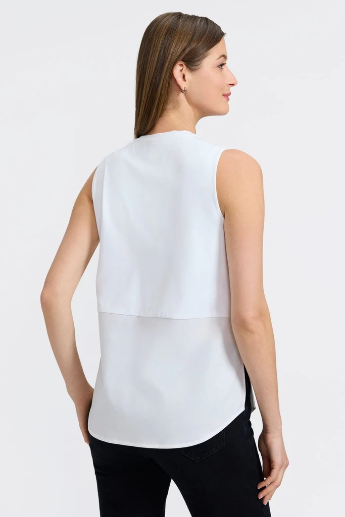 Jesse Knit-Woven Crew Cut Sleeveless Layering Tank - Image 7