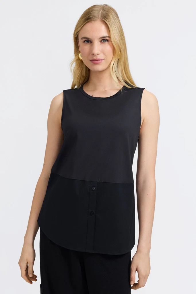 Jesse Knit-Woven Crew Cut Sleeveless Layering Tank - Image 8