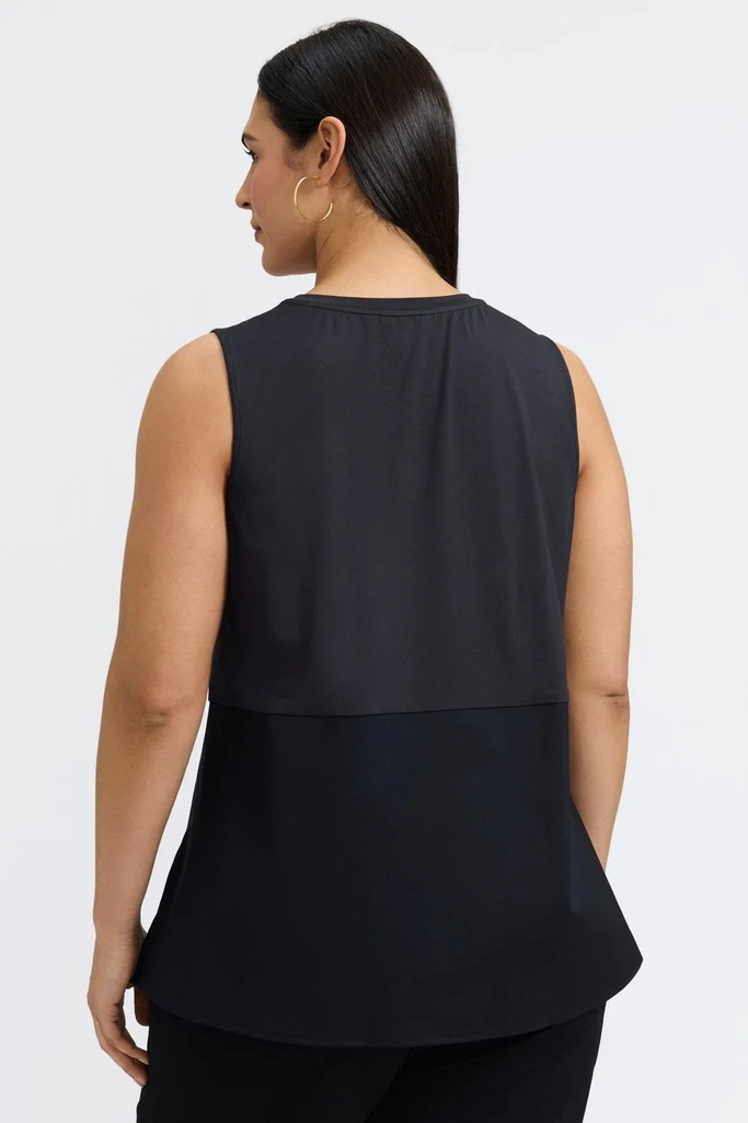 Jesse Plus Knit-Woven Crew Cut Sleeveless Layering Tank - Image 10