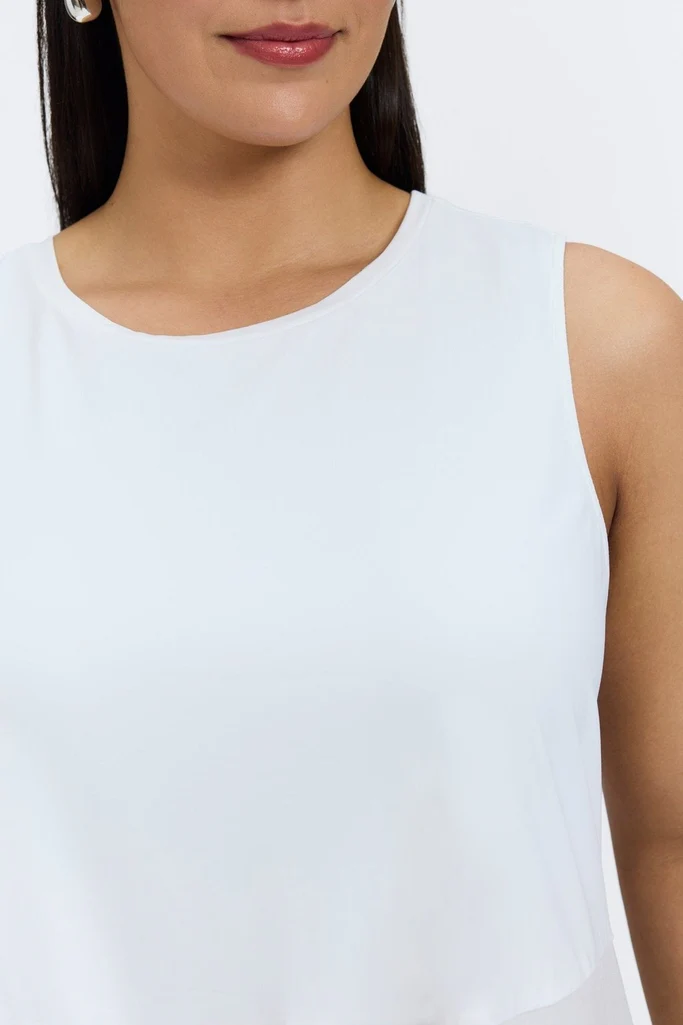 Jesse Plus Knit-Woven Crew Cut Sleeveless Layering Tank - Image 3