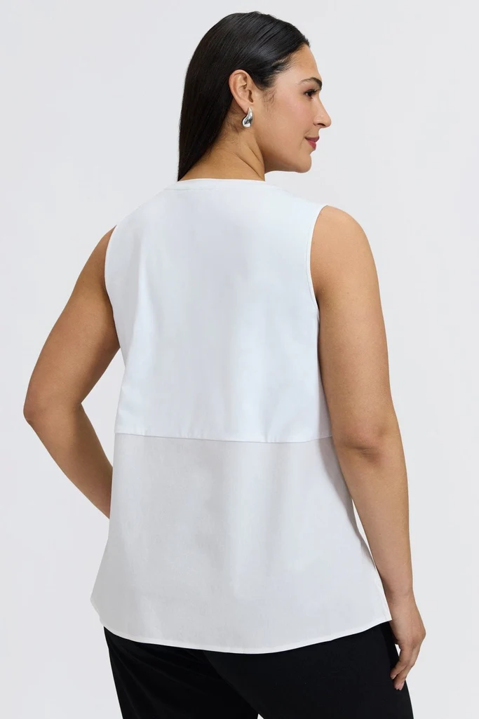 Jesse Plus Knit-Woven Crew Cut Sleeveless Layering Tank - Image 5