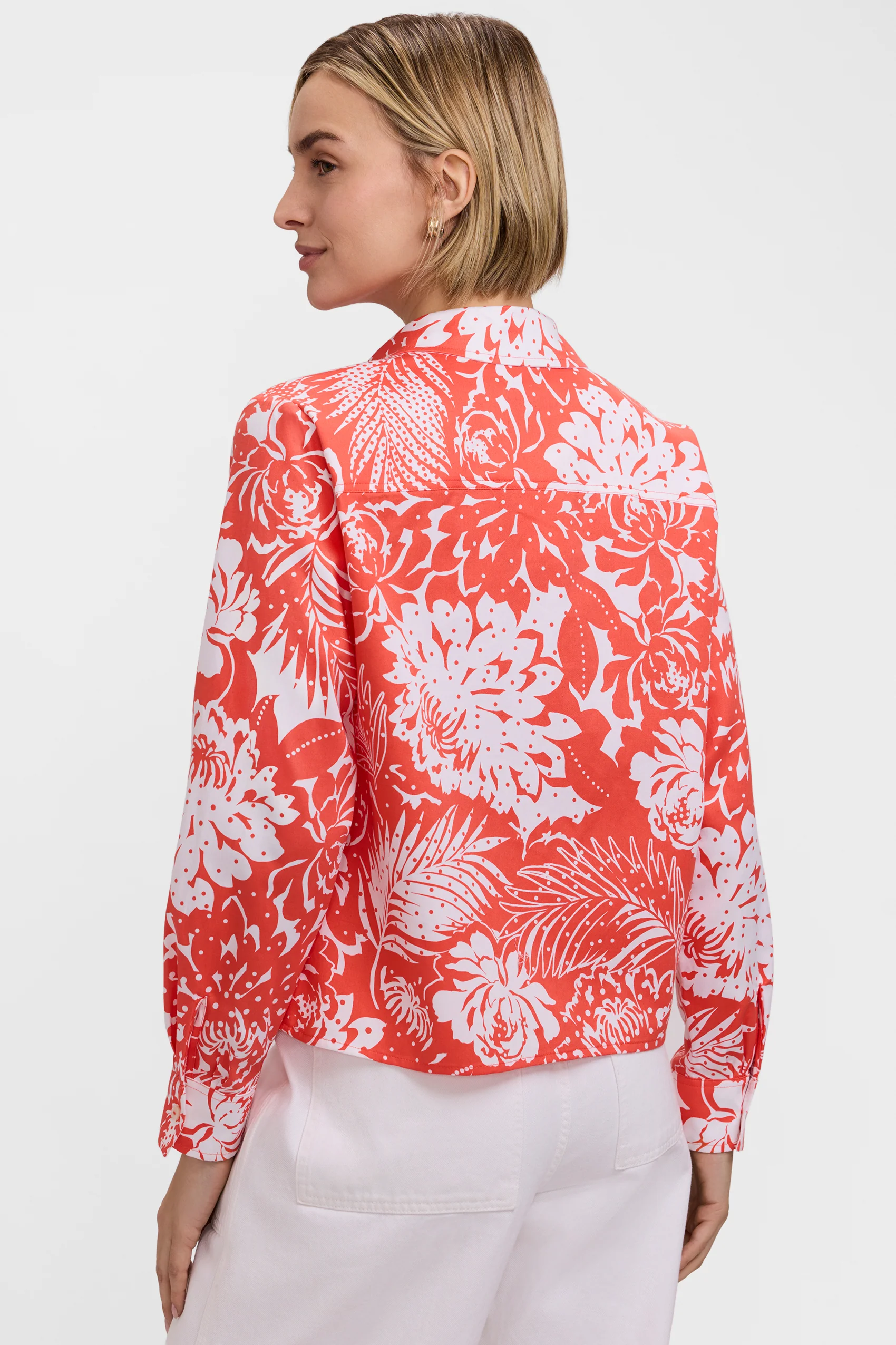 Jodie Dotted Blooms Long Sleeve Short Shirt - Image 3