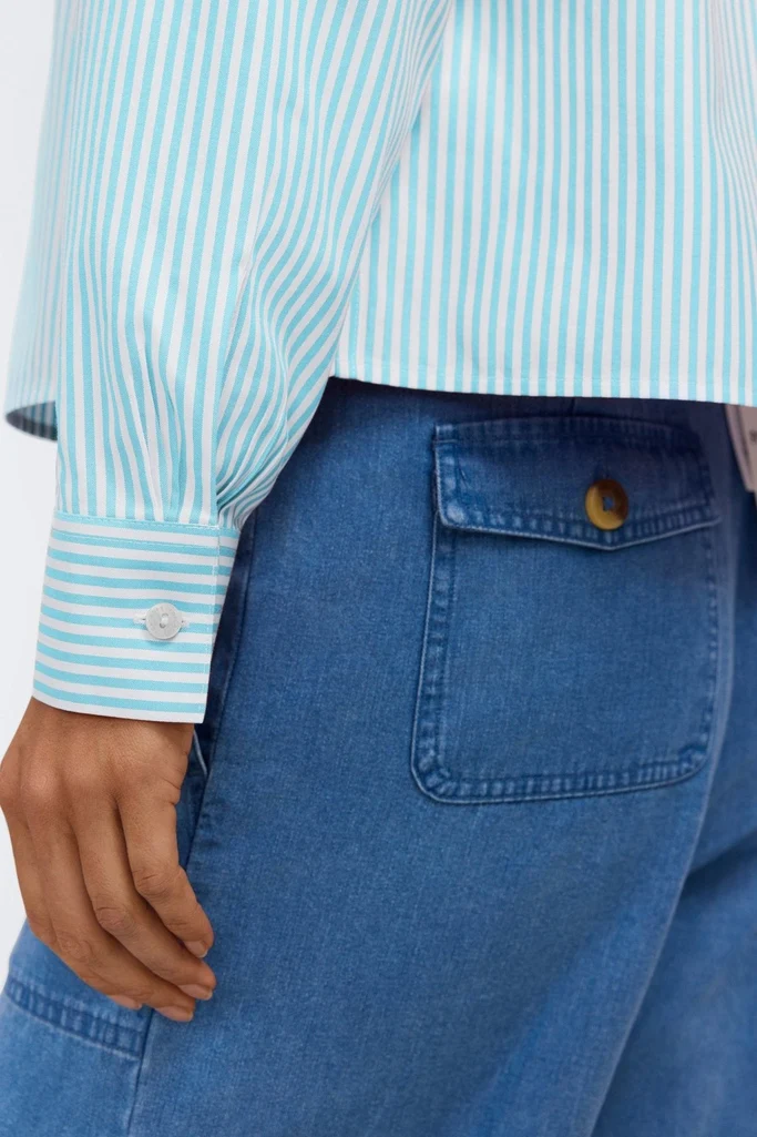 Jodie No Iron Pinpoint Stripe Long Sleeve Short Shirt - Image 16