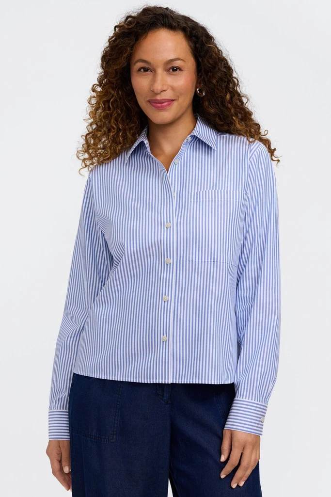 Jodie No Iron Pinpoint Stripe Long Sleeve Short Shirt - Image 18