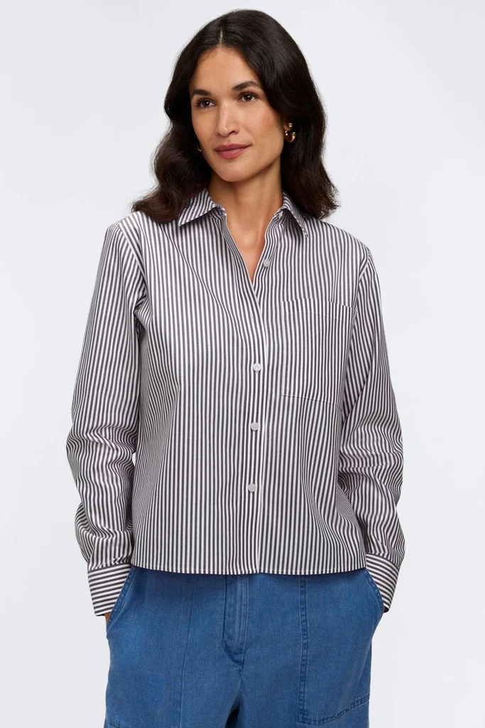 Jodie No Iron Pinpoint Stripe Long Sleeve Short Shirt - Image 22