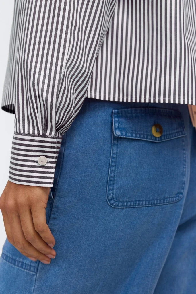 Jodie No Iron Pinpoint Stripe Long Sleeve Short Shirt - Image 24