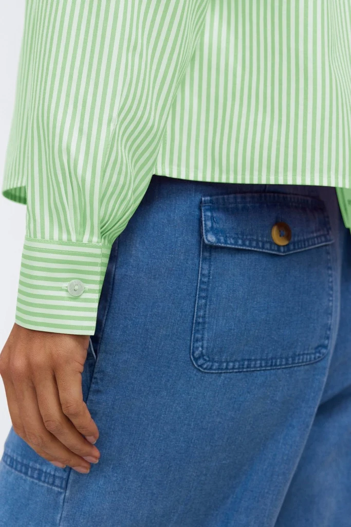 Jodie No Iron Pinpoint Stripe Long Sleeve Short Shirt - Image 4