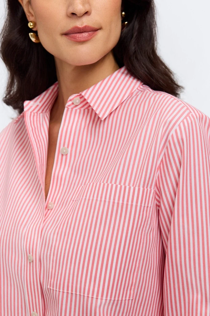 Jodie No Iron Pinpoint Stripe Long Sleeve Short Shirt - Image 7