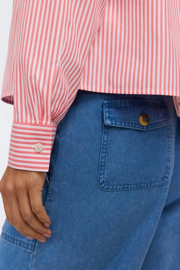 Jodie No Iron Pinpoint Stripe Long Sleeve Short Shirt - Image 8
