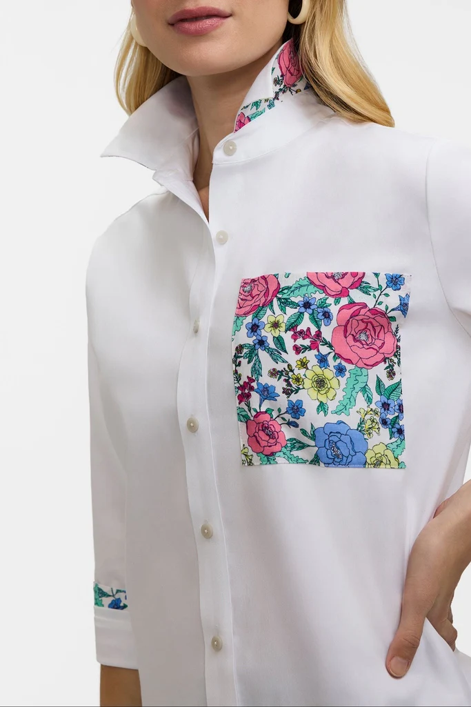 Jodie Plus Ditsy Floral Long Sleeve Shirt - Image 2