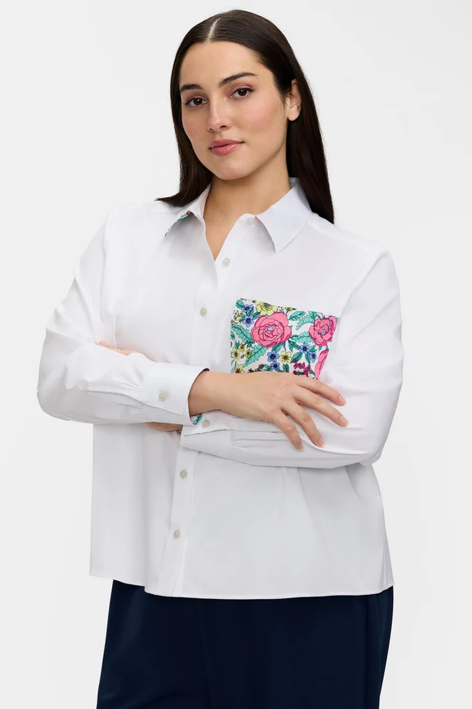 Jodie Plus Ditsy Floral Long Sleeve Shirt - Image 3