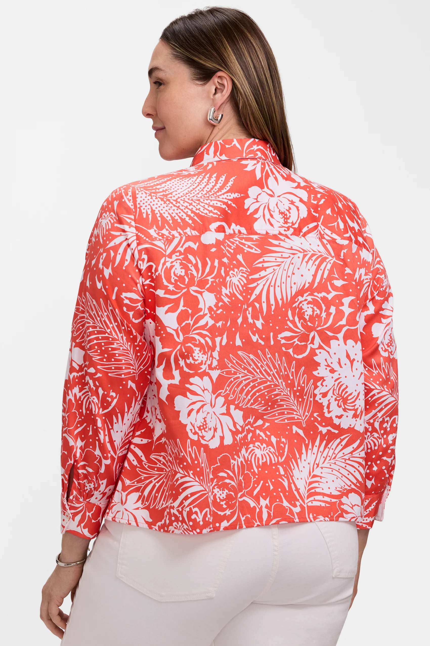 Jodie Plus Dotted Blooms Long Sleeve Short Shirt - Image 3