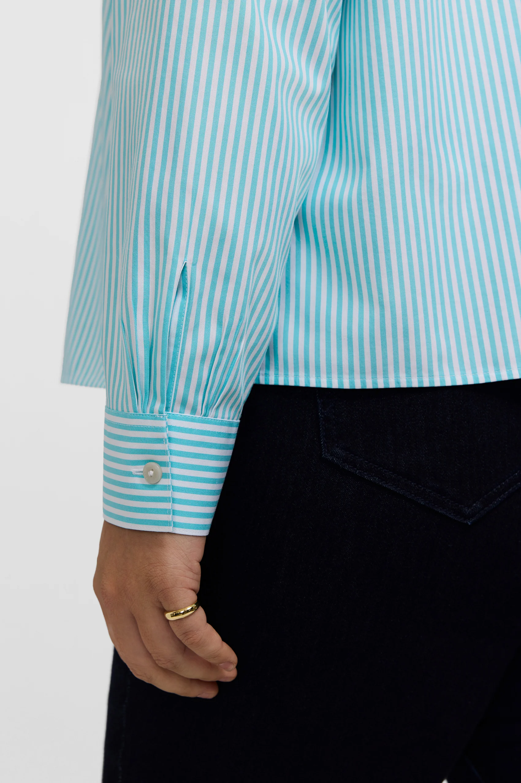 Jodie Plus No Iron Pinpoint Stripe Long Sleeve Short Shirt - Image 11