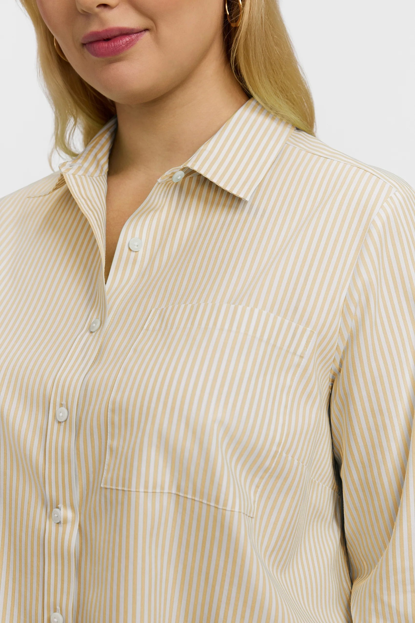 Jodie Plus No Iron Pinpoint Stripe Long Sleeve Short Shirt - Image 14