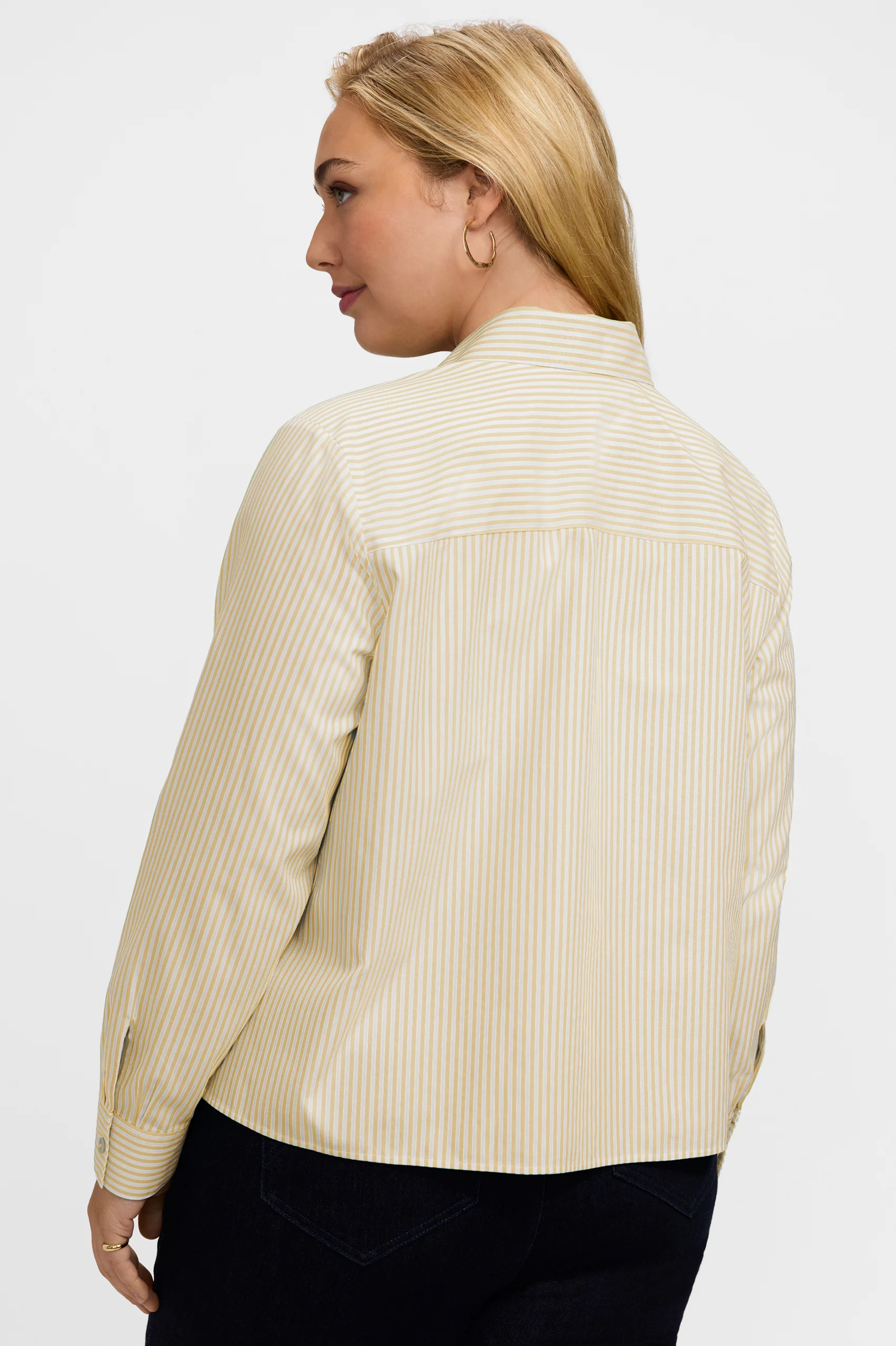 Jodie Plus No Iron Pinpoint Stripe Long Sleeve Short Shirt - Image 16