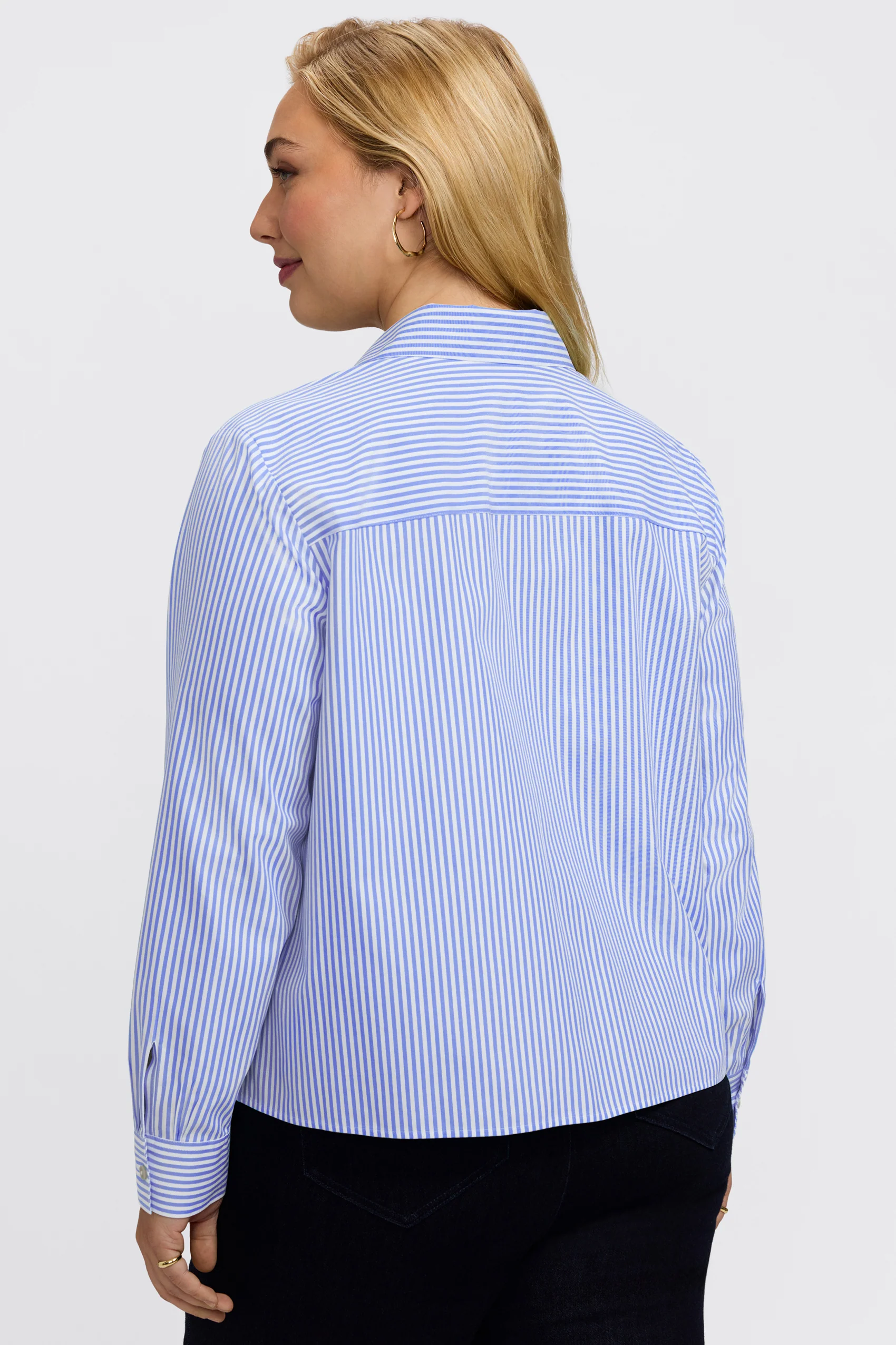 Jodie Plus No Iron Pinpoint Stripe Long Sleeve Short Shirt - Image 24